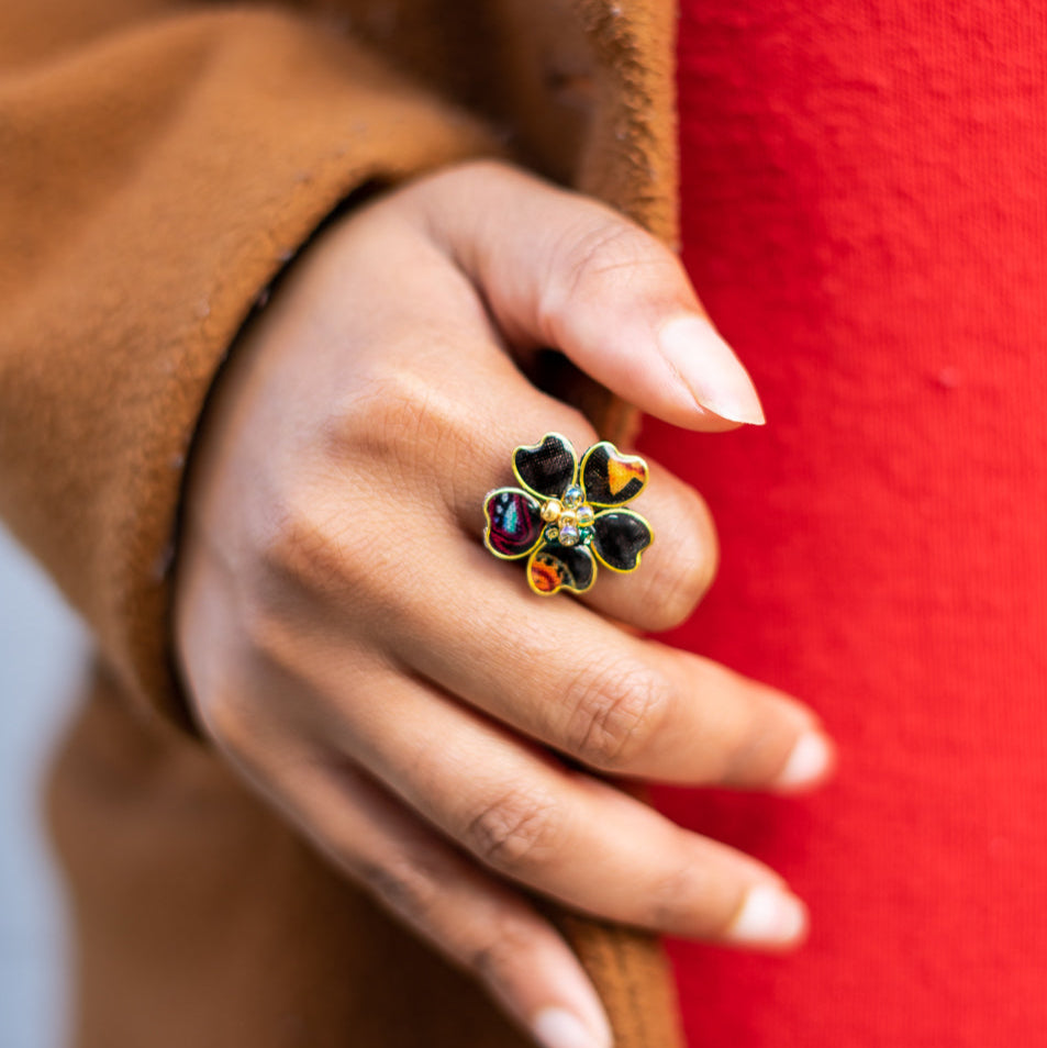Black Afrocentric Adjustable Ring