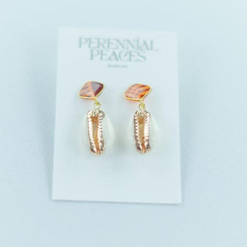 Cowrie Shell Charm Textile Earrings