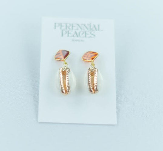 Cowrie Shell Charm Textile Earrings