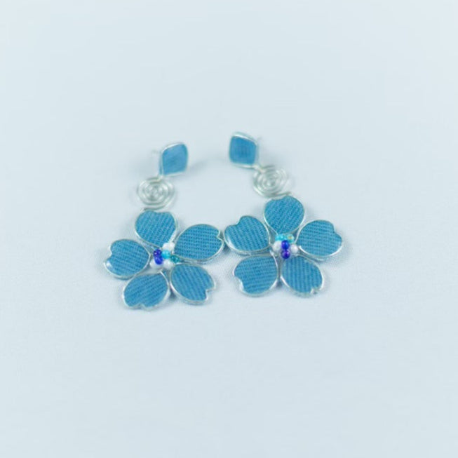 Denim Stud Spiral Dangles