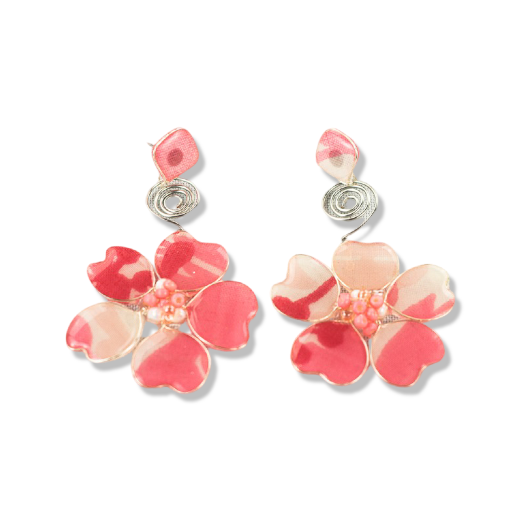 Pink Watercolor Stud Spiral Dangles
