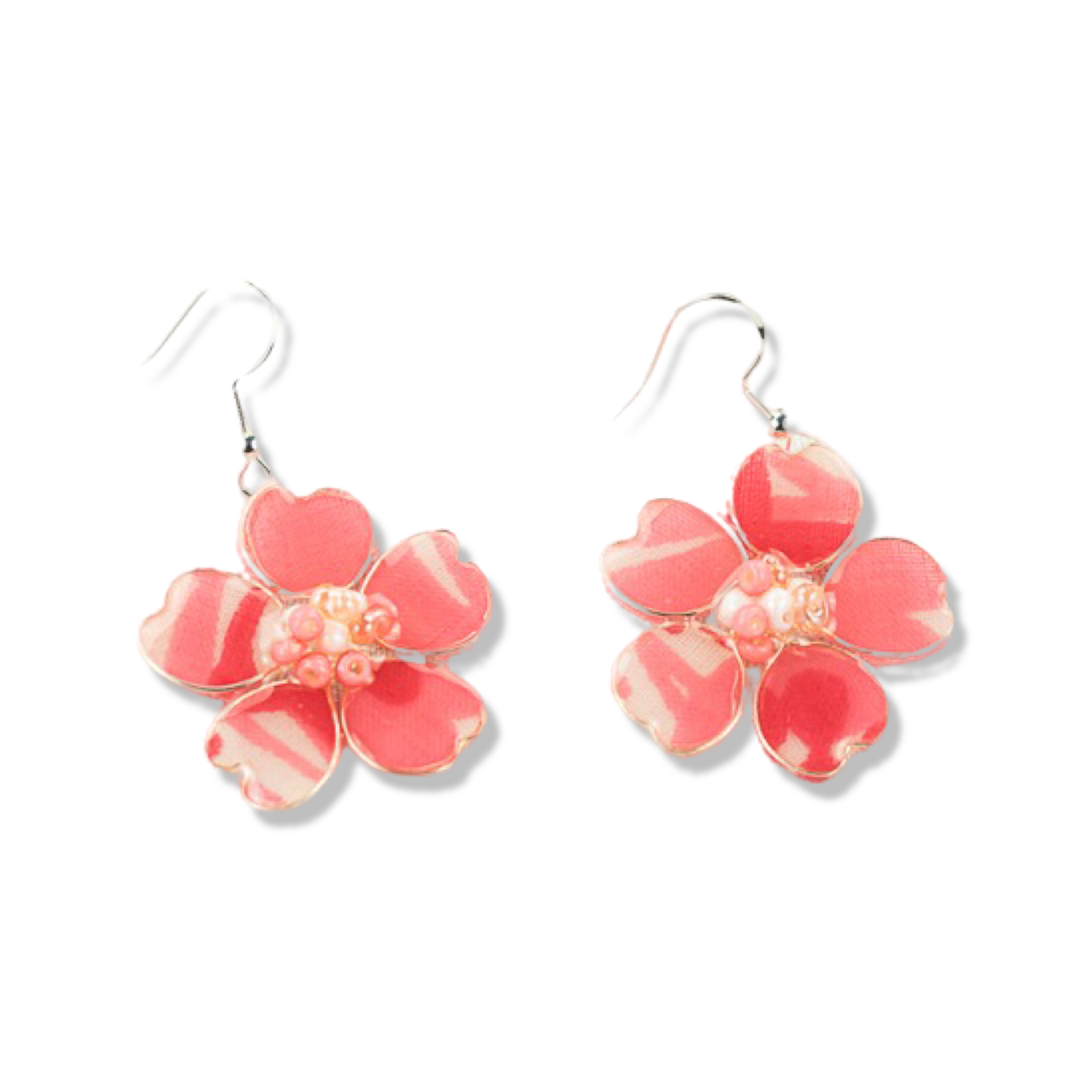 Pink Watercolor Textile Fish Hook Earrings