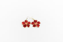 Load image into Gallery viewer, Red Metallic Textile Fish Hook Earrings
