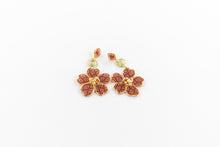 Load image into Gallery viewer, Maroon Retro Plaid Stud Spiral Dangles
