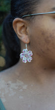 Load image into Gallery viewer, Pink Flower Power Textile Fish Hook Earrings
