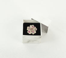 Load image into Gallery viewer, Pink Flower Power Textile Adjustable Ring
