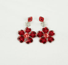Load image into Gallery viewer, Red Plaid w/ Pink Stud Spiral Dangles
