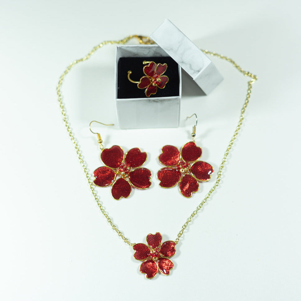 Red Metallic Textile Torah Set