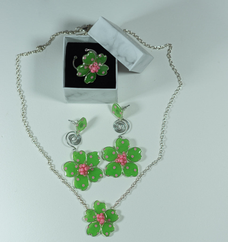 Green/Pink Polka Dot Textile Torah Set