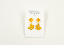 Load image into Gallery viewer, Bee &amp; Honeycomb Charm Textile Earrings
