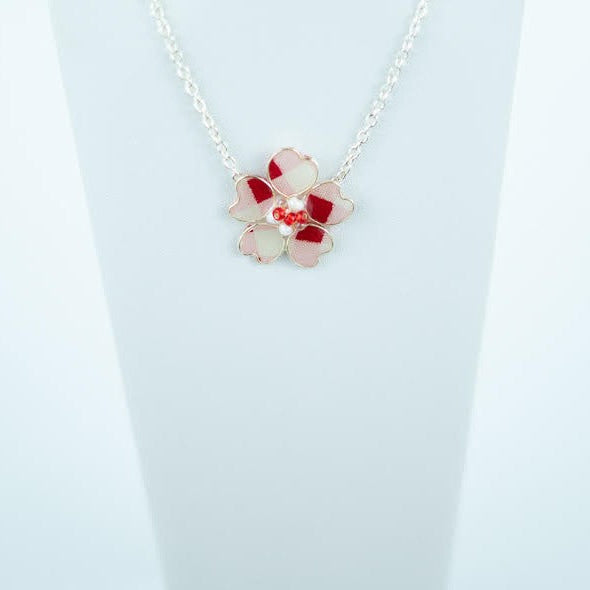 Gingham Pink/Red/White Textile Necklace