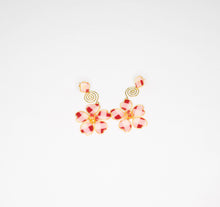 Load image into Gallery viewer, Gingham Pink/Red/White Stud Spiral Dangles
