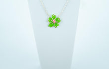 Load image into Gallery viewer, Green/Pink Polka Dot Textile Necklace
